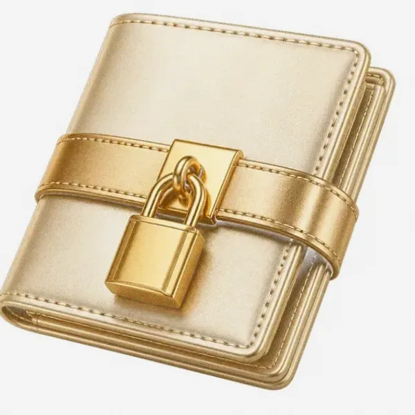 Locked leather wallet — Yukon Gold