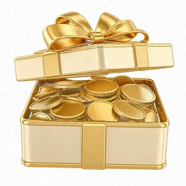 Gift box with coins — Yukon Gold