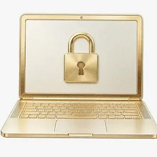 Laptop with padlock — Yukon Gold