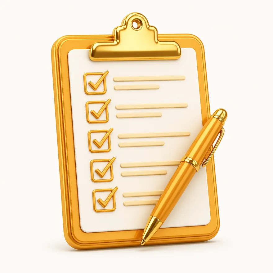 Clipboard checklist — Yukon Gold